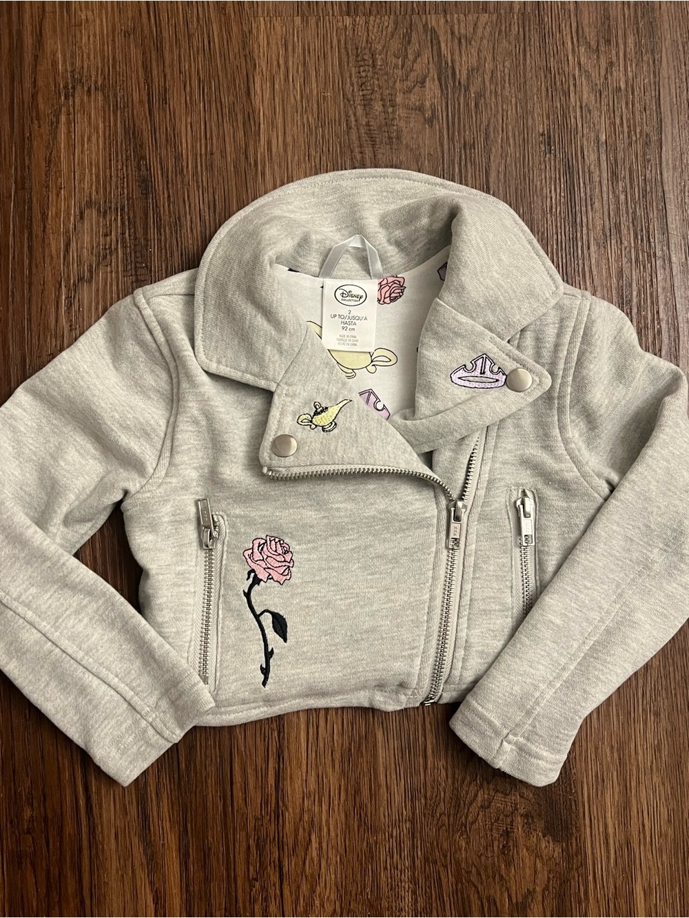 Disney Light Gray Moto Jacket Snow White aurora jasmine Cinderella